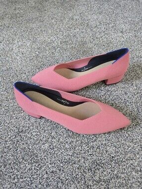 Rothy's Pink Pointed Toe Low Block Heel Flats